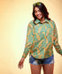 Oversized yellow & green printed shirt